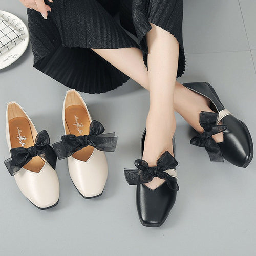 Bow tie flat casual women's shoes